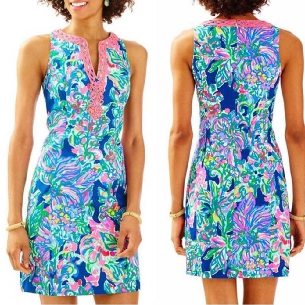 Lilly Pulitzer Ryder Shift Dress Size 2 Indigo Exotic Escapade